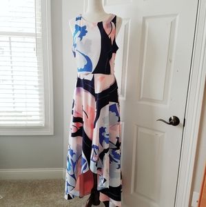 Nicole Miller Asymmetrical Pastel Maxi Dress 12h